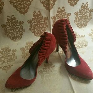 Red Ruffled  heels by Carlos